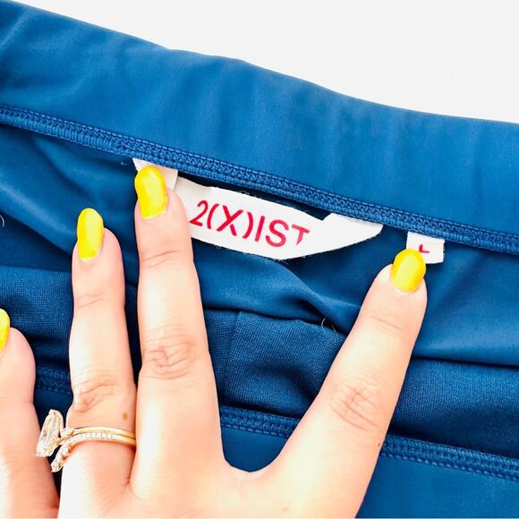 MENS 2XIST Navy Blue White Drawstring Tie Swimsuit Mini Swim Trunk Shorts L - Picture 7 of 9